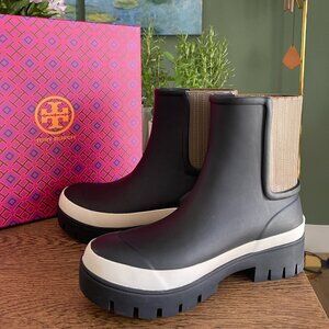 NWT! NEW! Tory Burch Hurricane Boots -BLACK **ONLY US 7** Waterproof